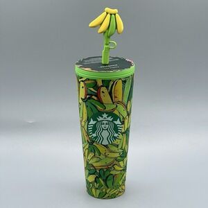 Starbucks Farm Rio Cold with Silicone Banana Straw Topper 24oz Limited Release
